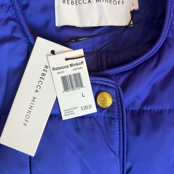 Rebecca Minkott Box Quilted Puffer women Jacket/ Shapire - size L - Picture 14 of 14